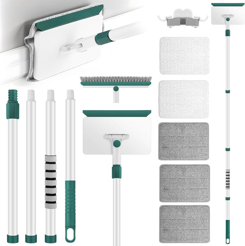 wlich Baseboard Cleaner Tool with Handle, 60" Extendable Long Handle Baseboard Cleaner with 5 Reusable Pads for Baseboards Cleaning, Ceiling, Wall, Floor, Bathroom, Kitchen - Image 1